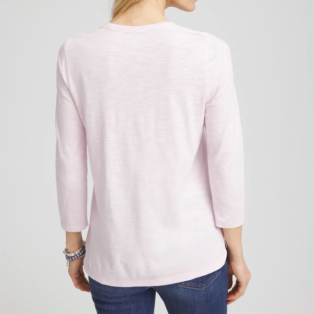 Chico's Floral Slub Scoop Neck Tee in Lavender Skies NWT Size M - Picture 3 of 8